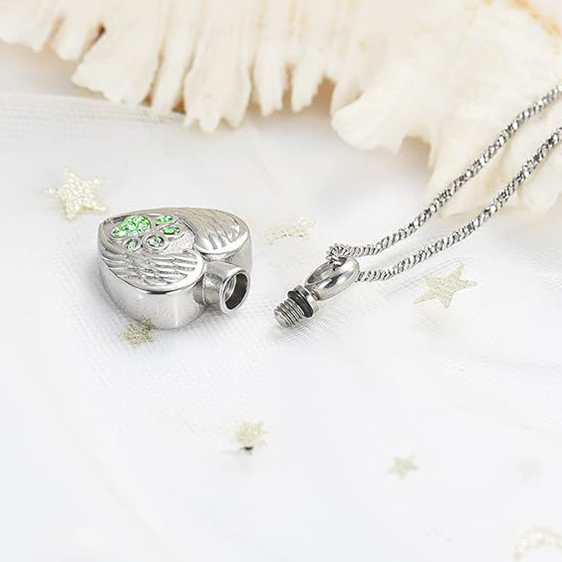 Print Pet Ashes Cremation Angel Wing Heart Pendant