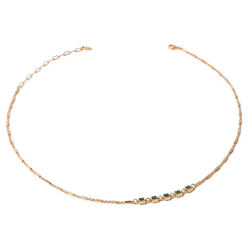 Women's Emerald Zircon Inlaid High-grade Light Luxury Elegant Necklace