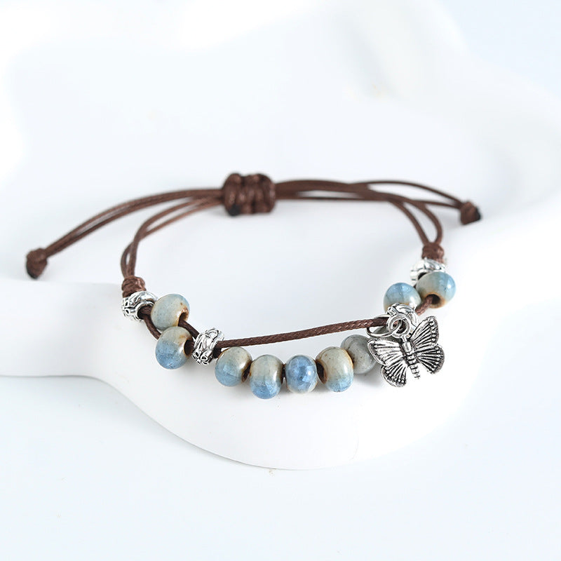Ceramic Retro Butterfly Female Summer Hand-woven Bracelets
