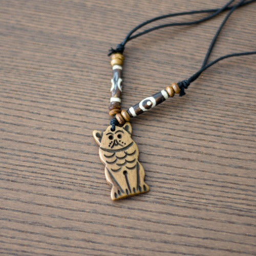 Nepal Yak Bone Hand Carved Six Pendant