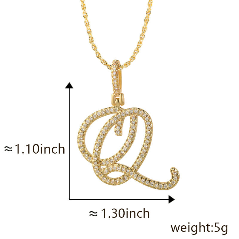 Hop Flower Body Grass English Letter Niche Style Inlaid Zircon Pendants