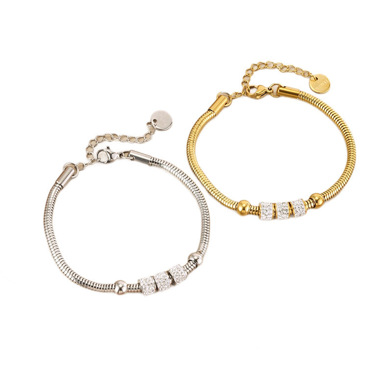 Women's Light Luxury Titanium Steel Snake Bones Chain Gold-plated Sier-plated Full Bracelet