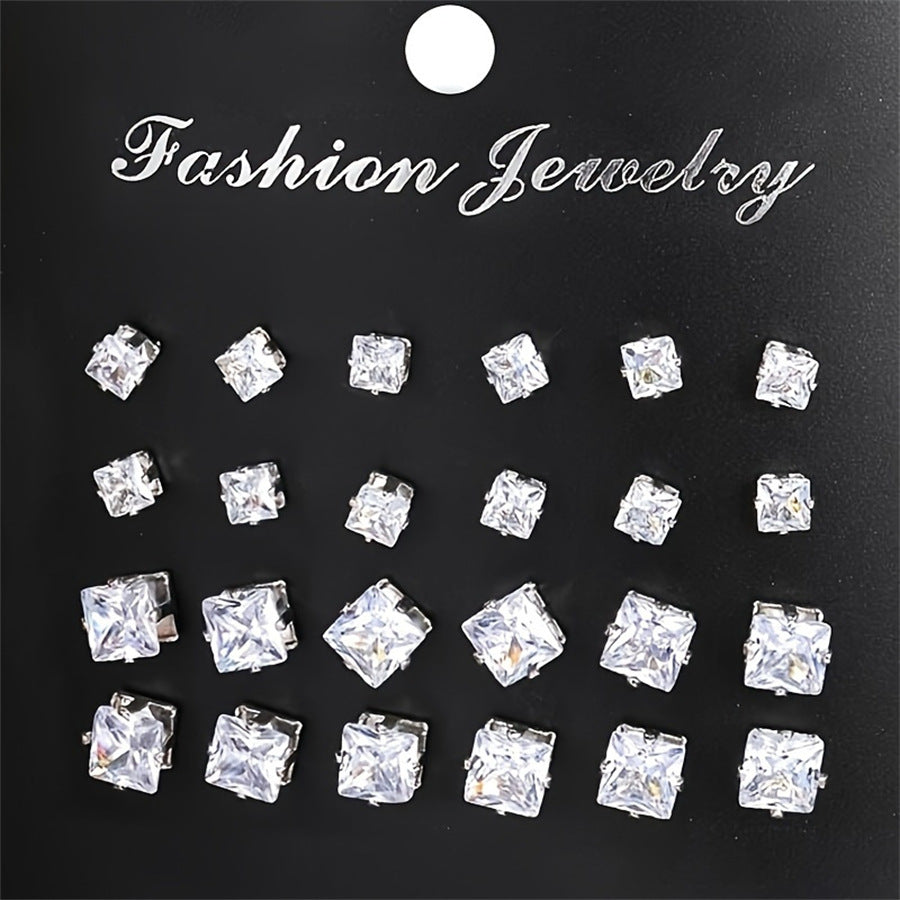 Fashionable Diamond Super Flash White Square Rings