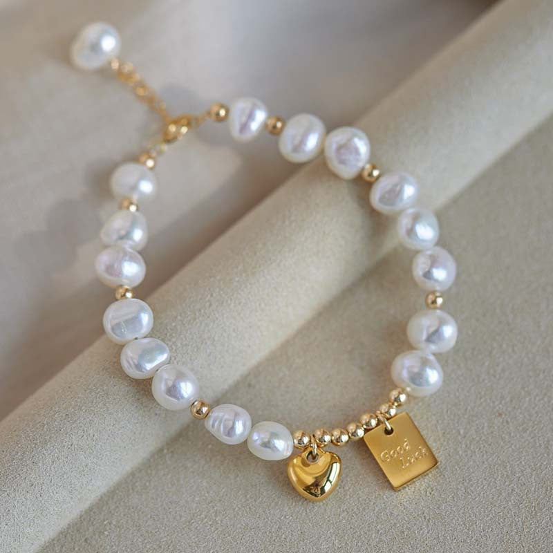 Women's Lucky Heart Baroque Imitation Pearl Niche High-grade Bracelet