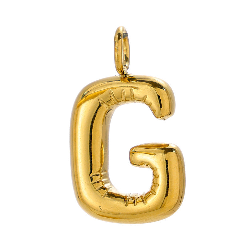 Chubby Bubble English Letter Titanium Steel Gold Pendant