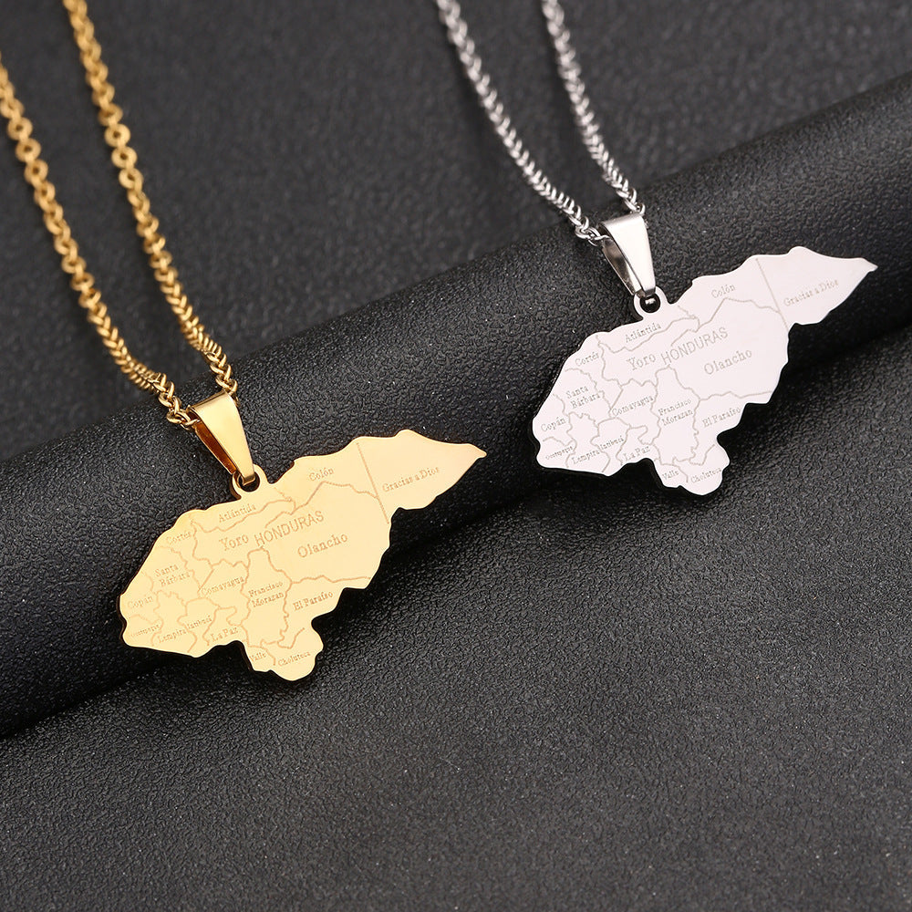 Stainless Steel Honduras Map City Couple National Style Pendants