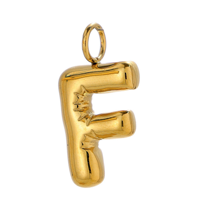 Chubby Bubble English Letter Titanium Steel Gold Pendant