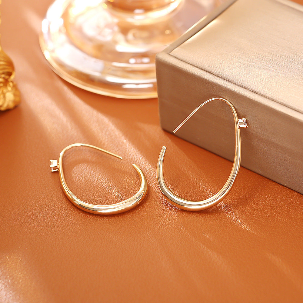 Simple Zircon Ear Hook Copper Plated Gold High-grade Earrings