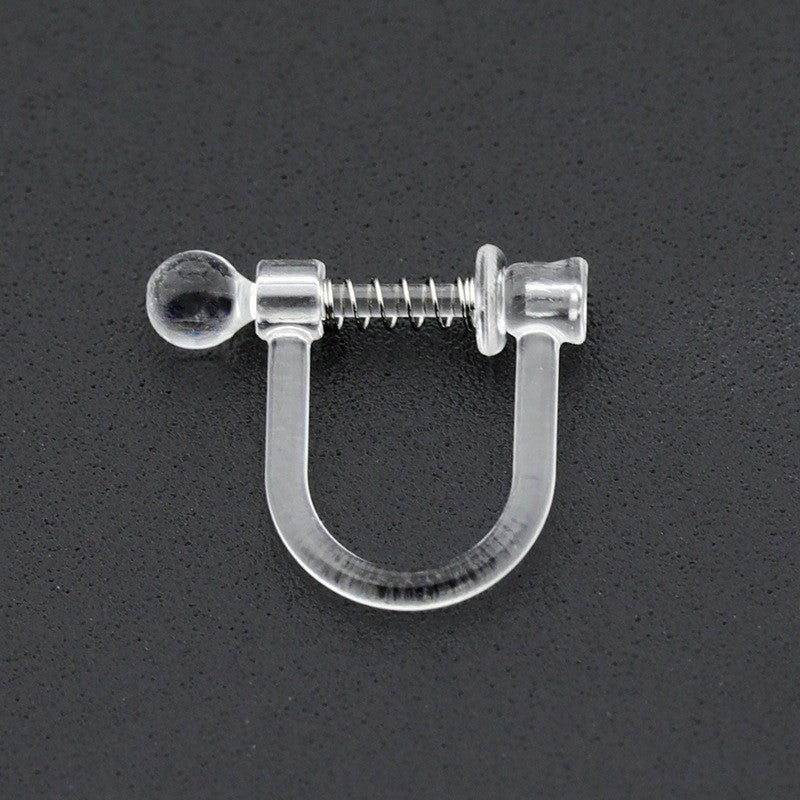 Handmade Change Transparent Resin Pearls U-shaped Ear Clip