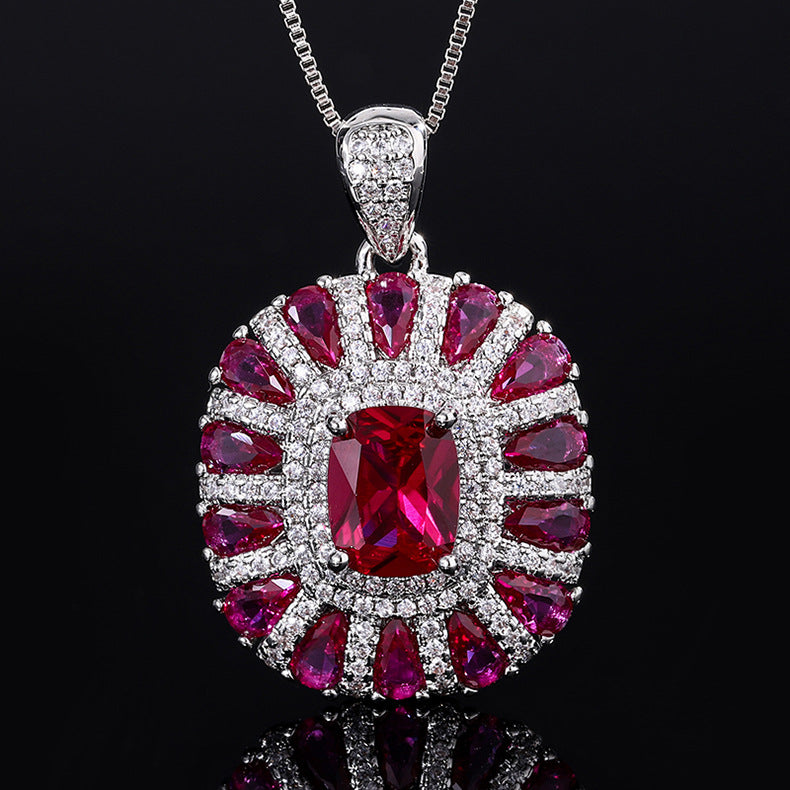 Women's With Ruby Cloisonne Vintage Luxury Jewelry Set