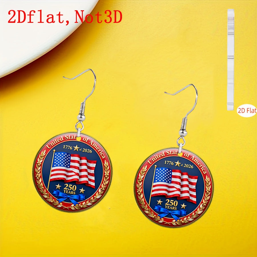 Women's Flat Flag Independence Week Commemorative Acrylic For Earrings