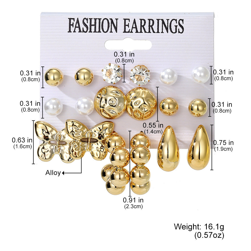 Design Butterfly Heart Water Drops Diamond Imitation Earrings