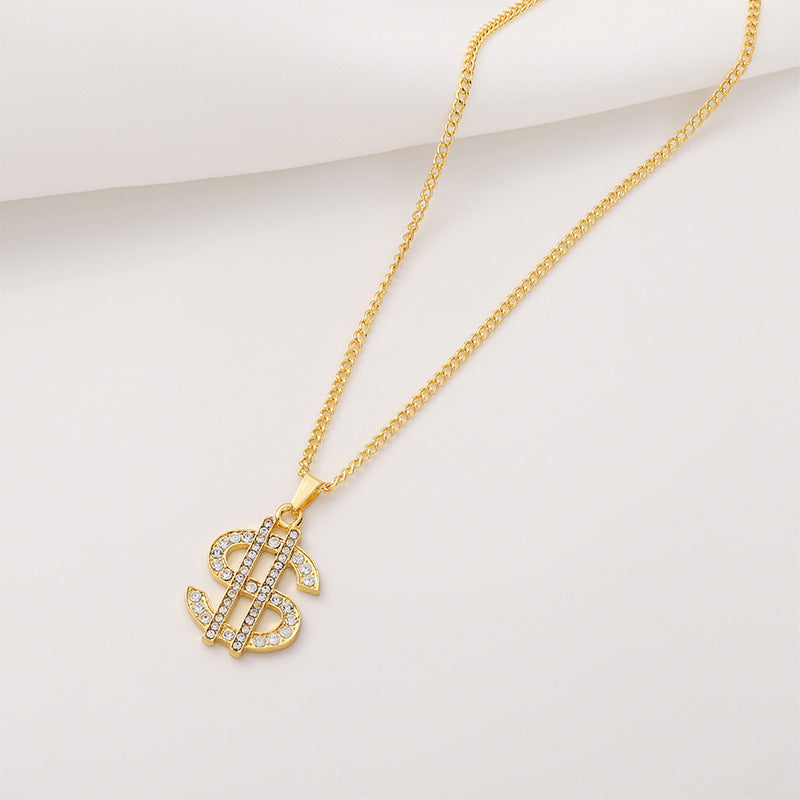 Simulation American Dollar Character Diamond Light Luxury Necklaces