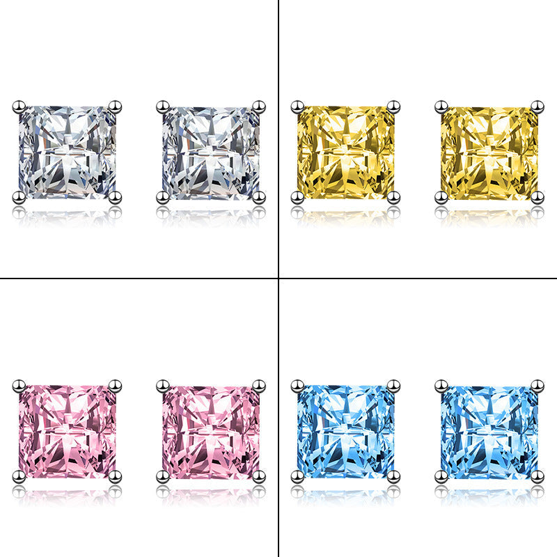 Women's Zircon Simple Temperament Geometric Square For Rings