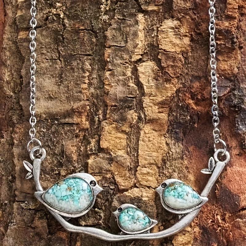 Retro Style Sparrow Sky Blue Sticker Simple Pendant