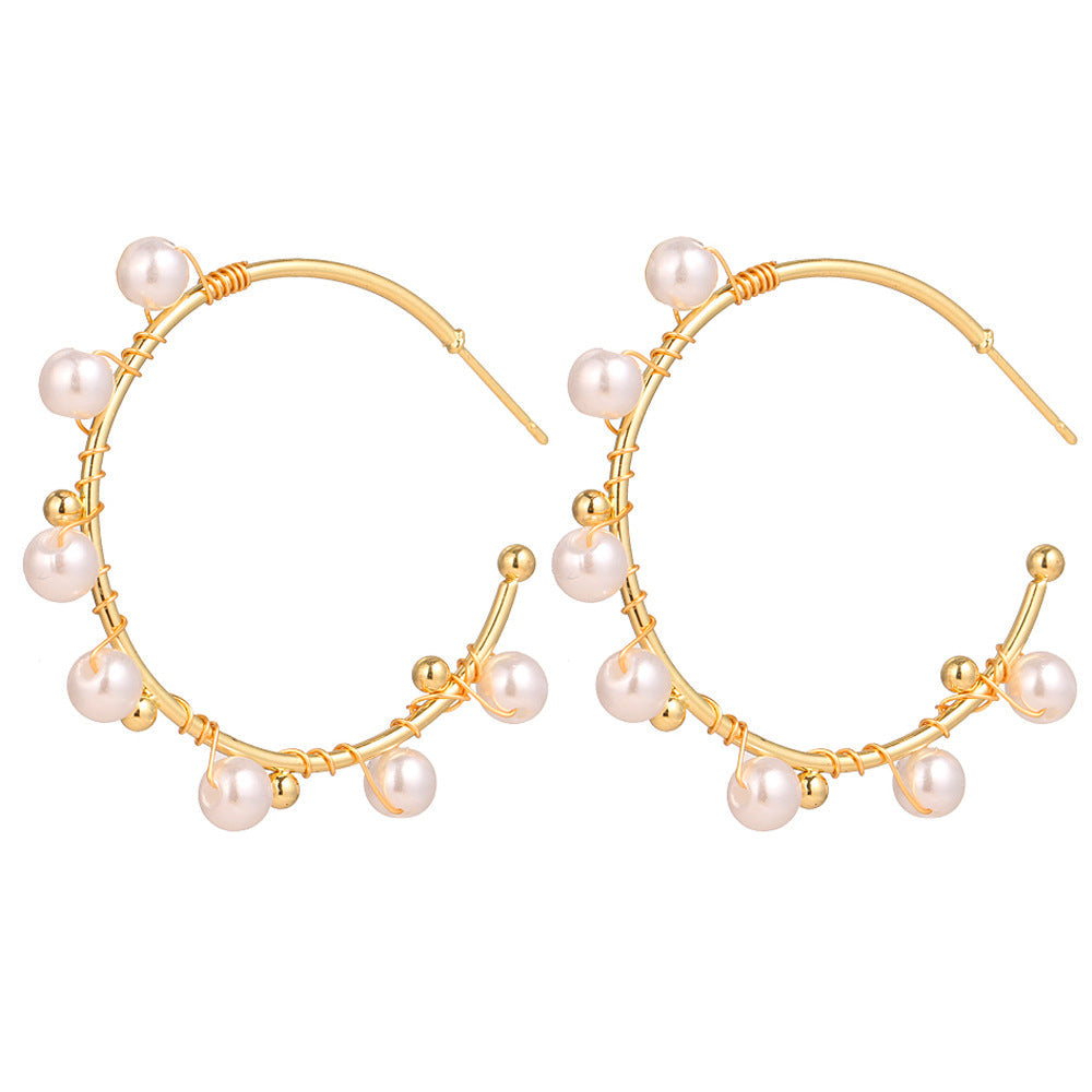 Charming Trendy Irregular Geometric Pearl Eardrop Earrings