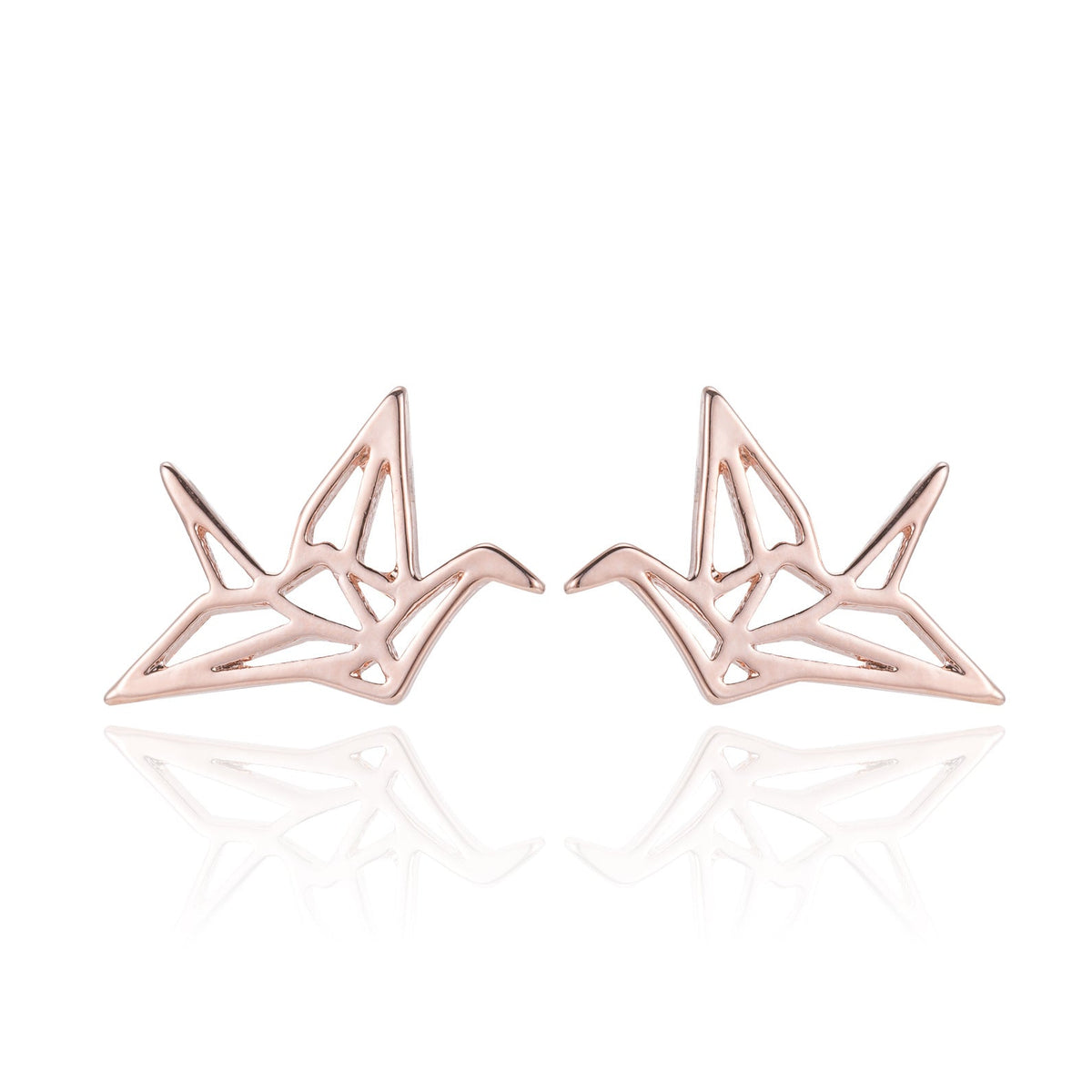 Hollow Bird National Style Small Exquisite Stainless Steel Animal Ear Stud Earrings