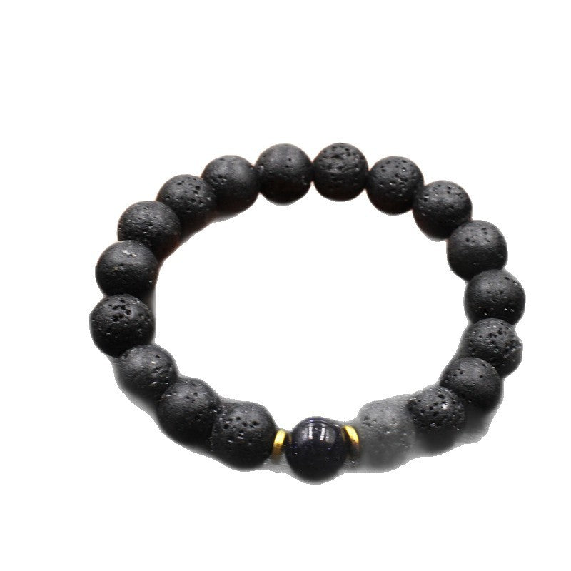 Men's Beads Lucky Beaded Boys Hand Obsidian Volcanic Stone Simple The Bracelets