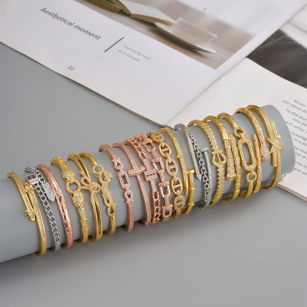 Women's Genuine Gold Electroplated Zircon Fashionable Simple Light Luxury Bracelet
