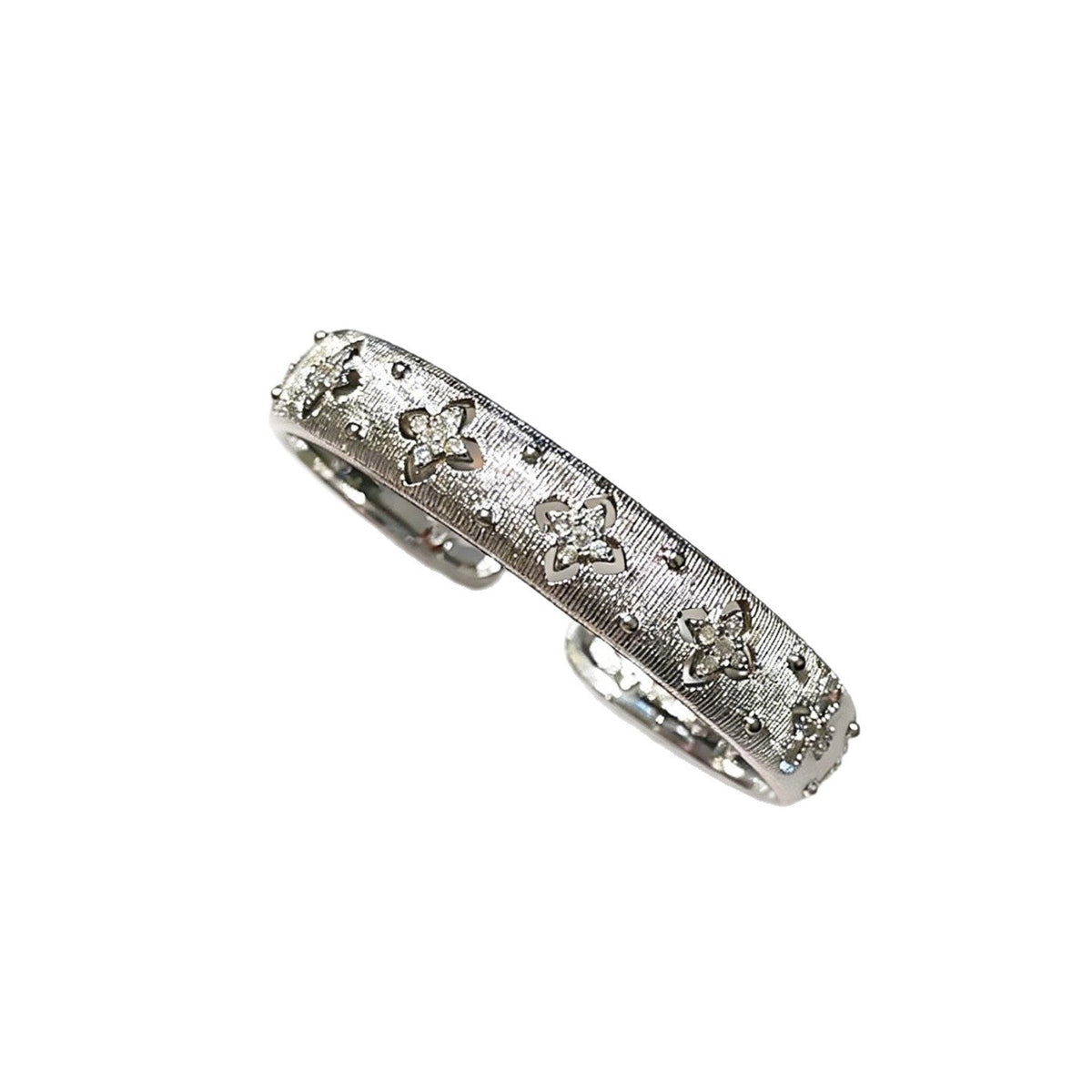 Bucky Style Brushed Hollow Four-leaf Clover Real Gold Rings