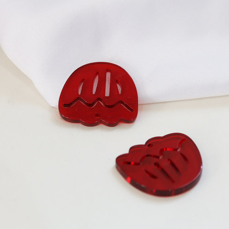 Illustration Line Tulip Flower Leaf Acrylic Handmade Earrings