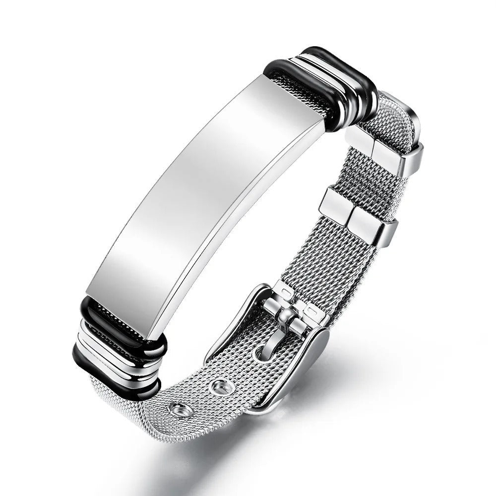 Fashion Simple Leather Cord Personalized Stainless Steel Ties Bracelet