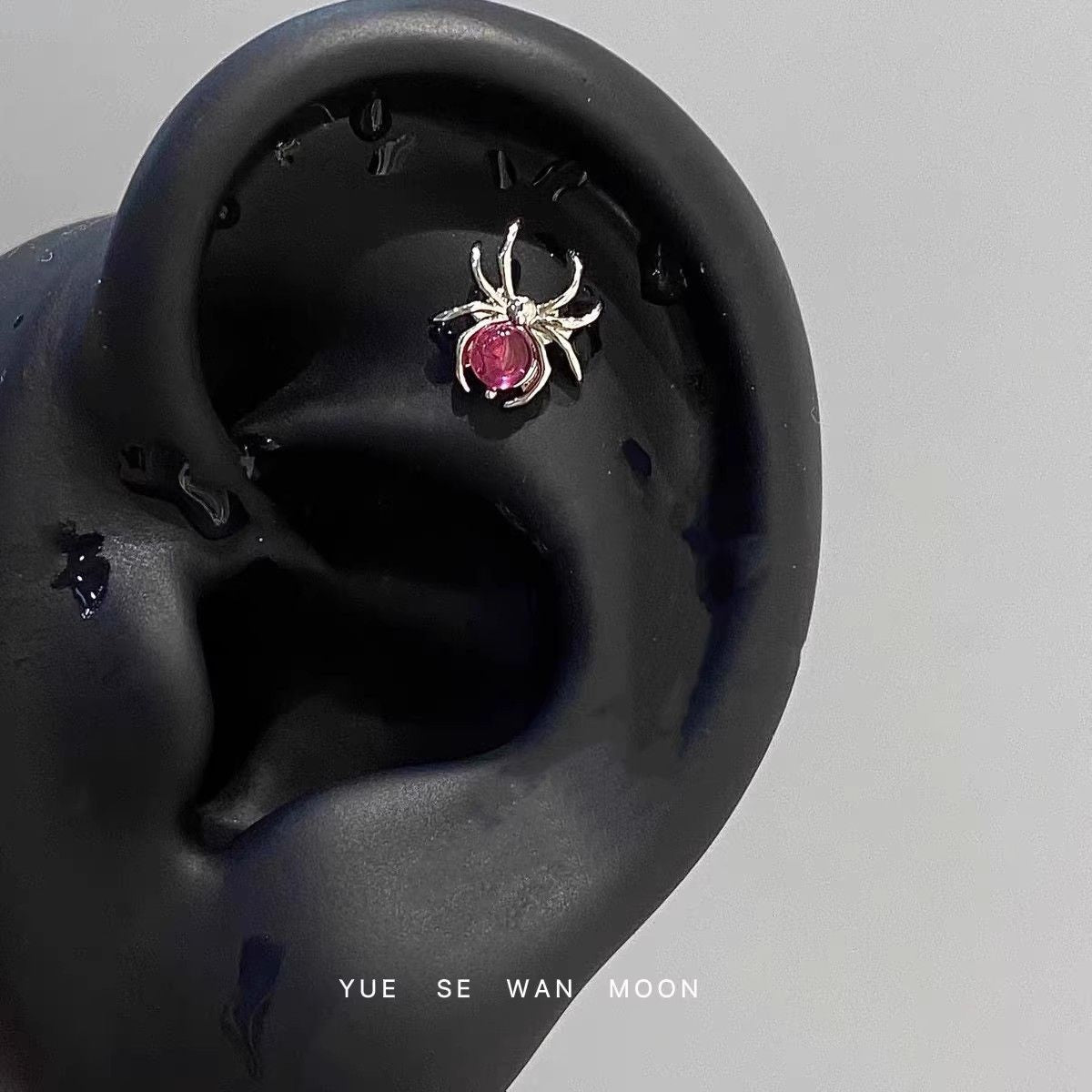 Titanium Alloy Rose Red Spider Ear Bone Sweet Cool Flat Stud Earrings