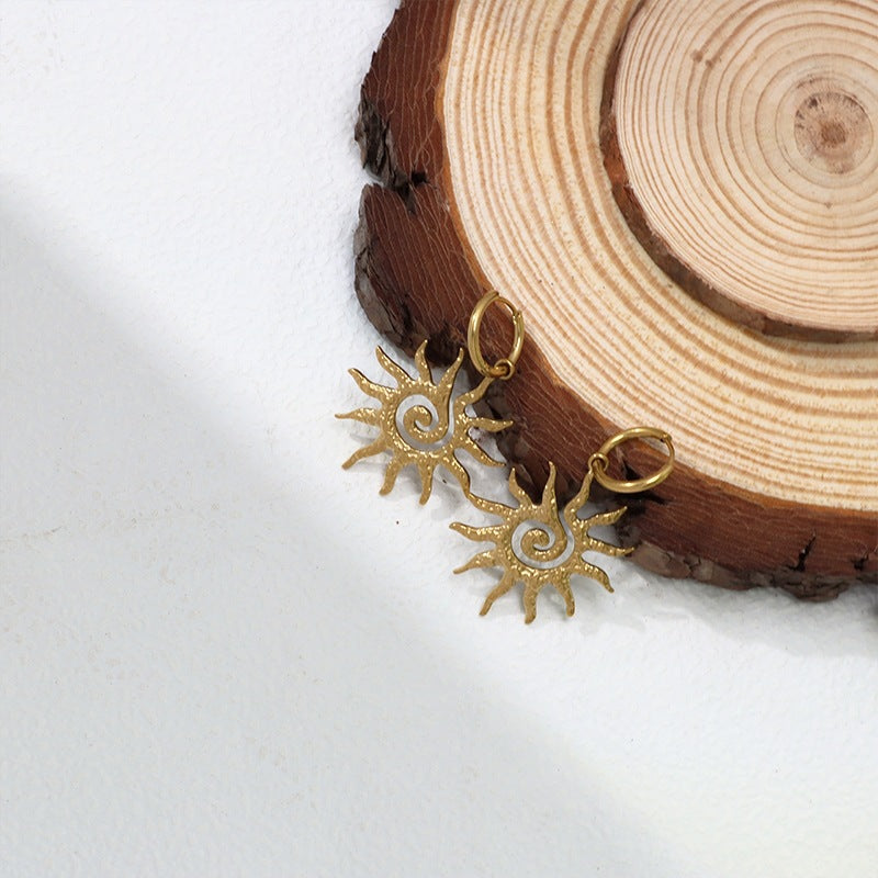 Spiral Sun Female Personality Golden Hollow Fashion Pendants