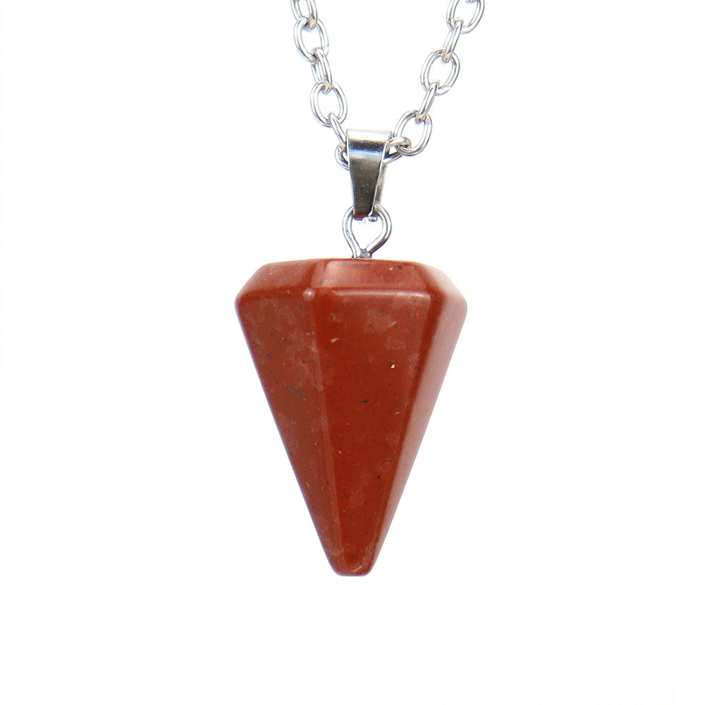 Stone Crystal Faceted Tapered Hexagon Prism Bullet Necklaces