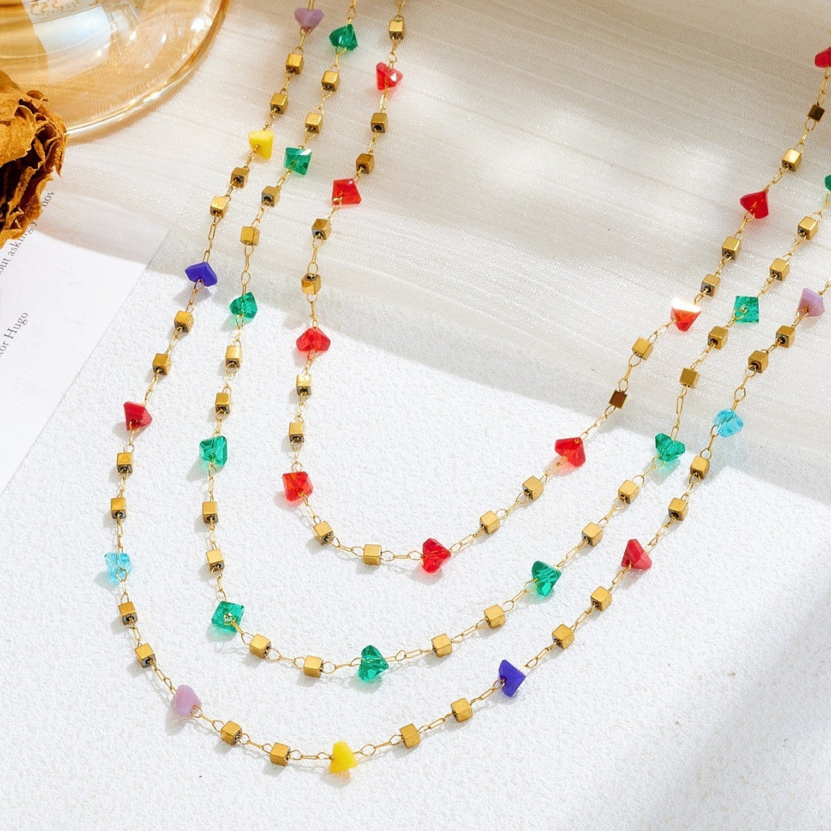 Women's High-grade Stainless Steel Inlaid Zircon Square Necklaces
