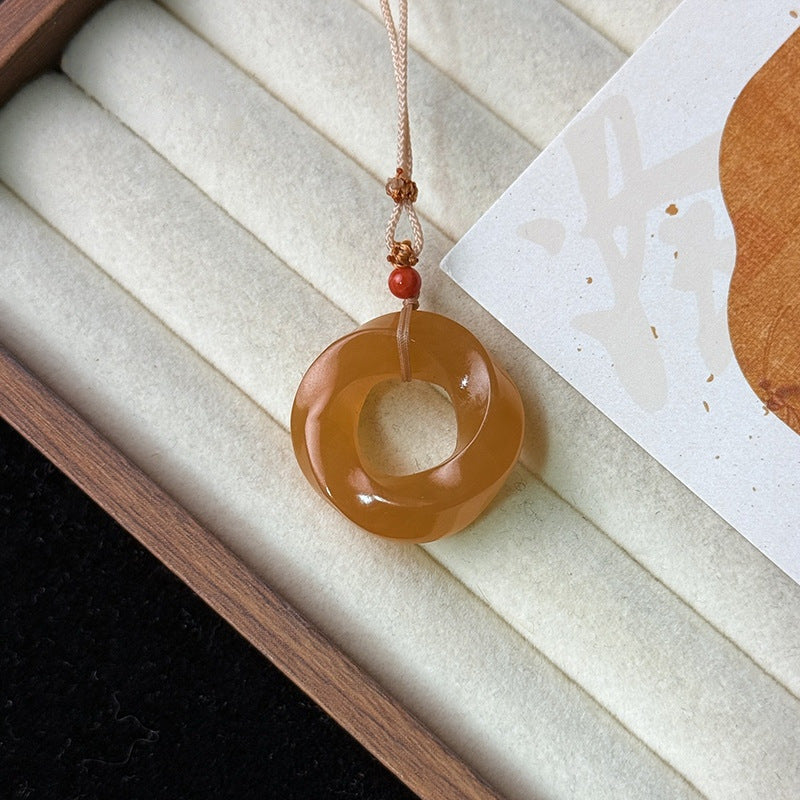 Sweat Jade Color Twisted Wire Buckle Gourd Gray Safety Pendant