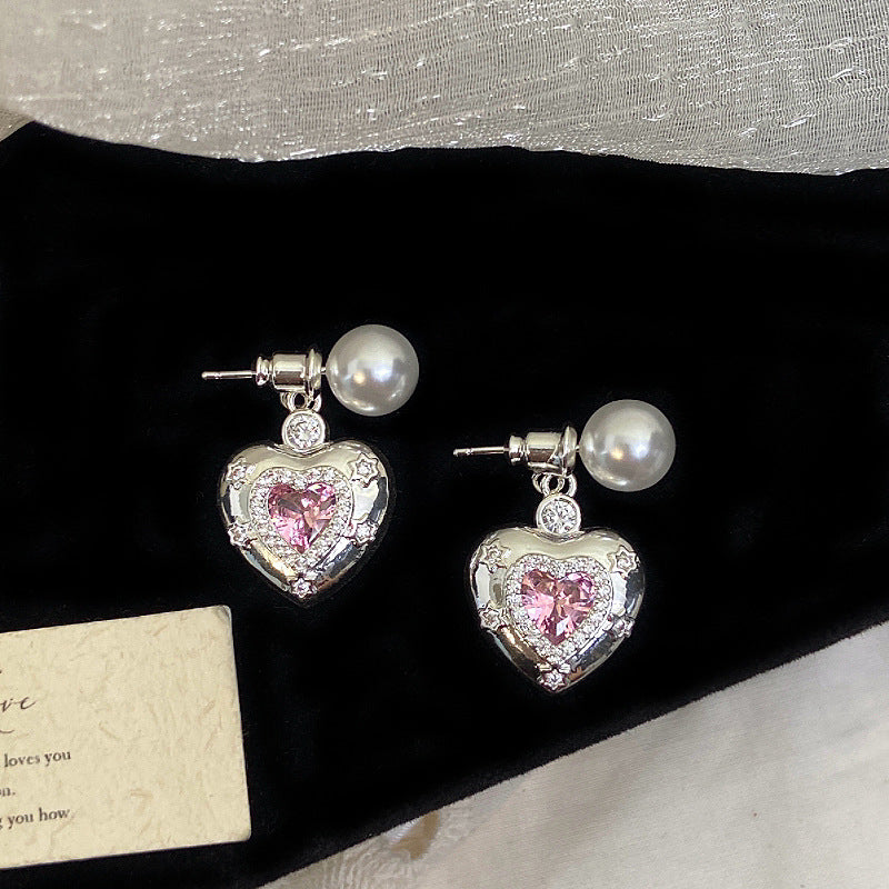 Loving Heart Zircon Ear Combination Female Sweet Necklace