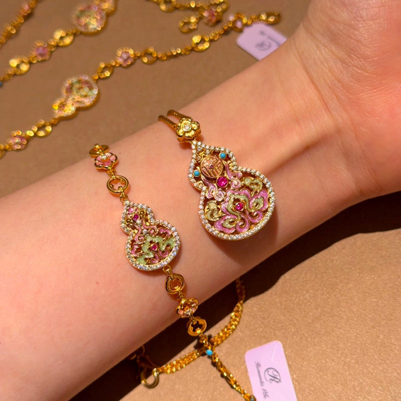 Enamel Calabash Pendent High-grade Chinese Sweater Jewelry Set