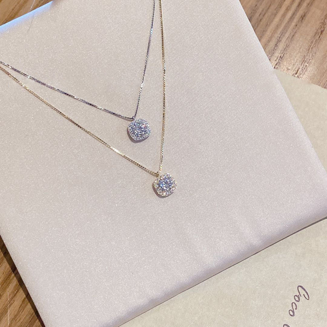Women's Small Square Diamond Exquisite Light Luxury Minority Design Fashion Temperament Necklaces
