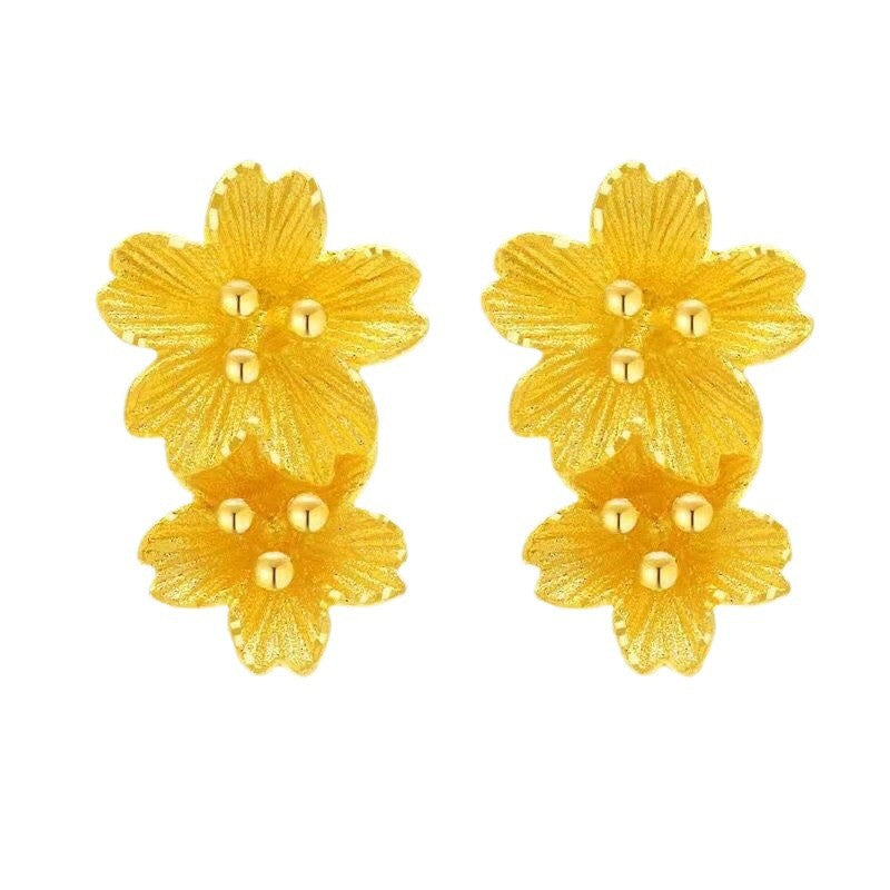 Women's Peach Blossom Three-dimensional Flower Simple Pattern Stud Earrings