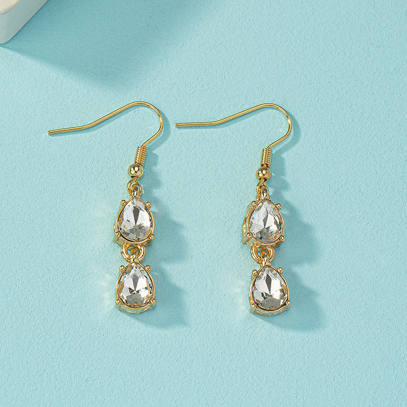 Style Vintage Emerald Water Drop Zircon Ear Earrings