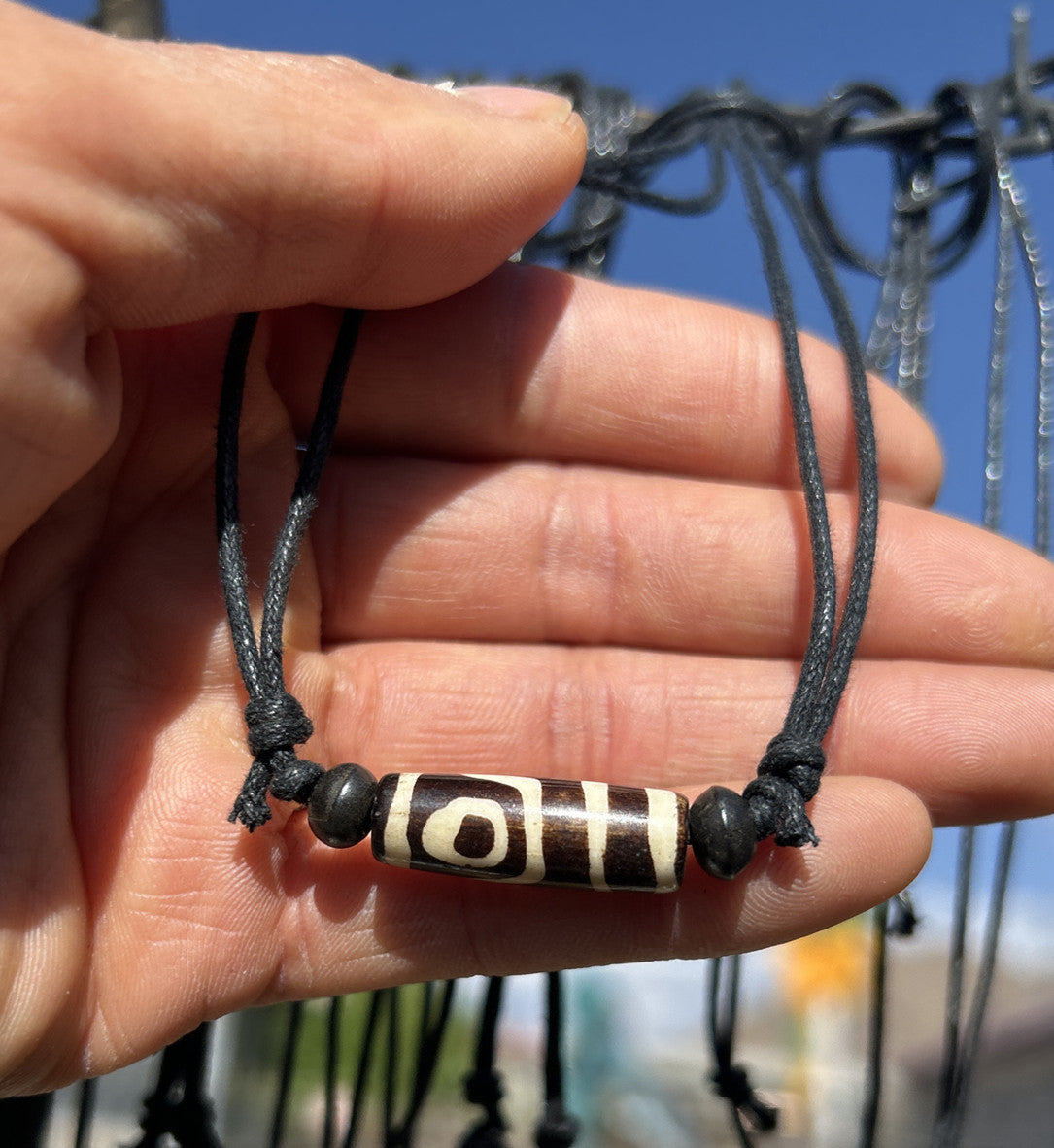Nepal Yak Bone Hand Carved Six Pendant