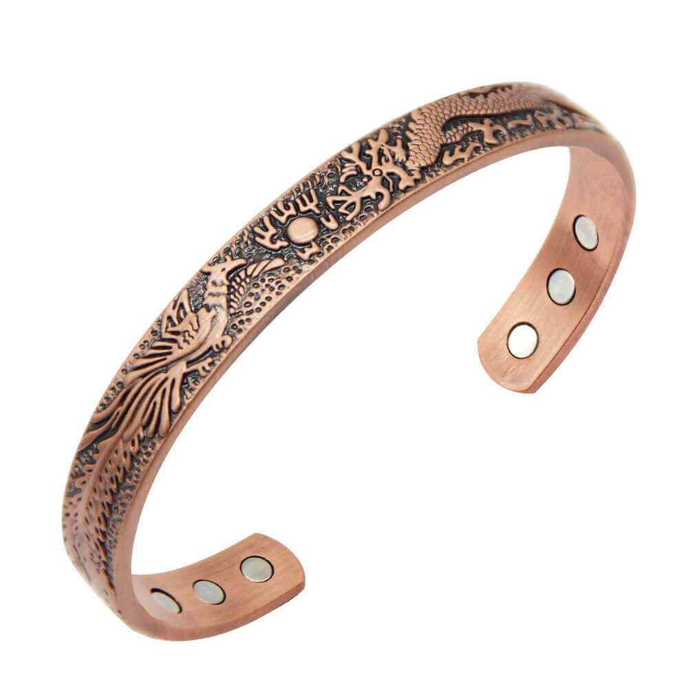 Copper Retro Fashion Dragon Phoenix Pattern Magnetic Bracelets