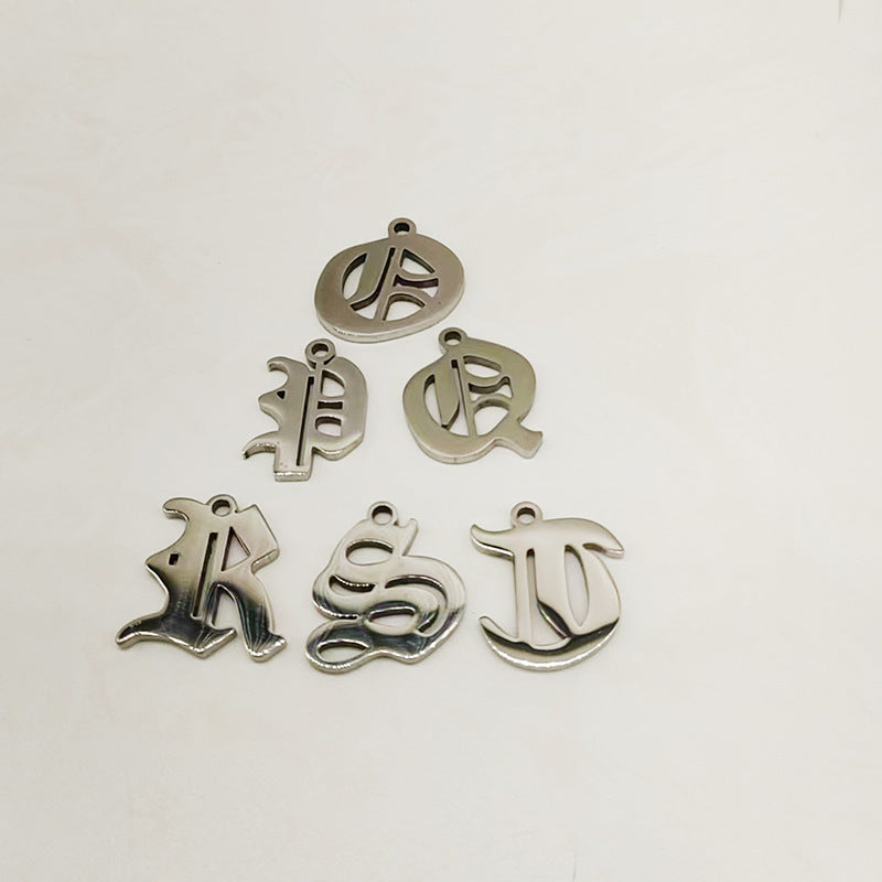 Titanium Steel Retro Alphabet Outer Hole Round Artistic Pendant