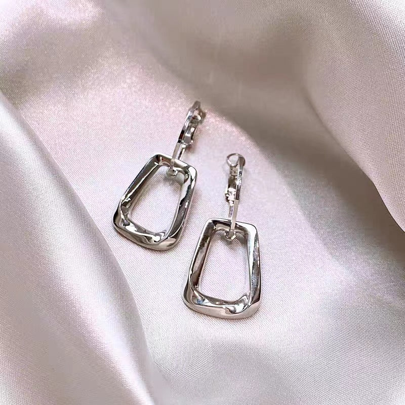 Geometric Trendy Light Luxury High-grade Female Frosty Stud Earrings