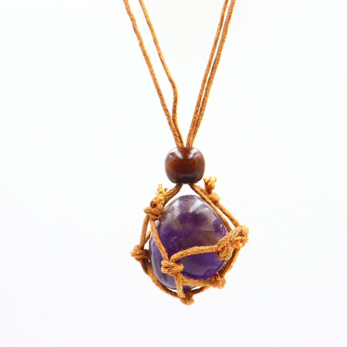 Hand-woven Niche Natural Stone Crystal Mesh Bag Pendants