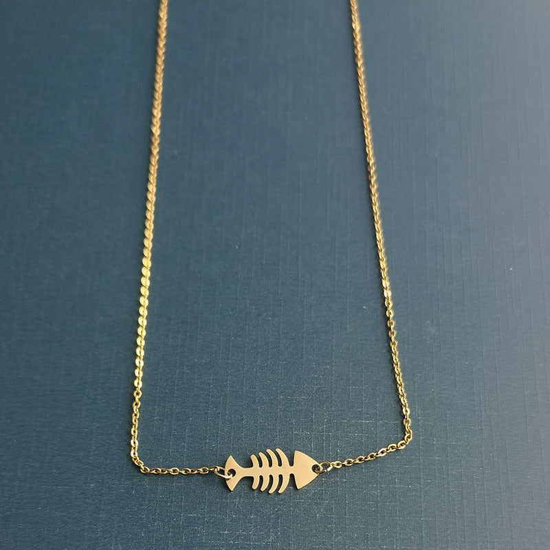 Fishbone Titanium Steel Stainless Double-sided Finishing Pendant