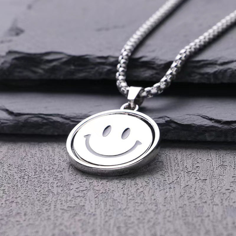 Women's & Men's Alloy Rotating Smiley Titanium Steel For Sweater Chain Long Hip Necklace