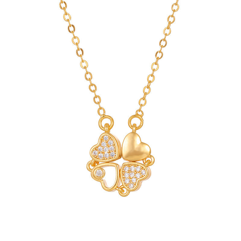 Women's Four-leaf Clover Wear More Love Deformation Design Temperament Necklaces