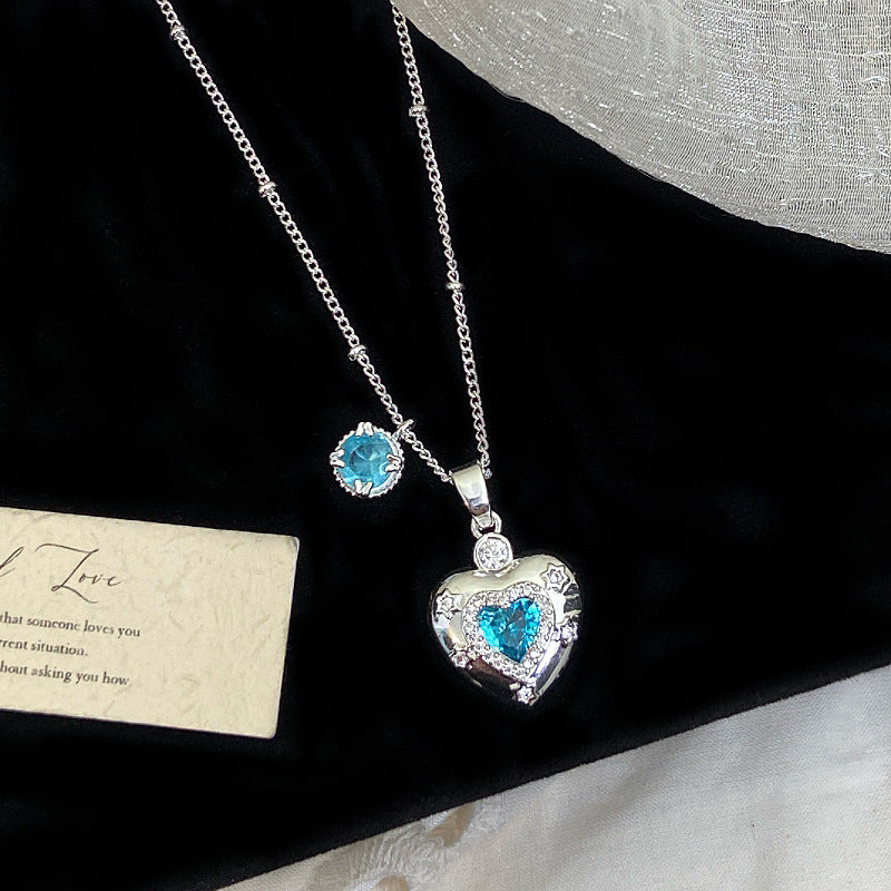 Loving Heart Zircon Ear Combination Female Sweet Necklace