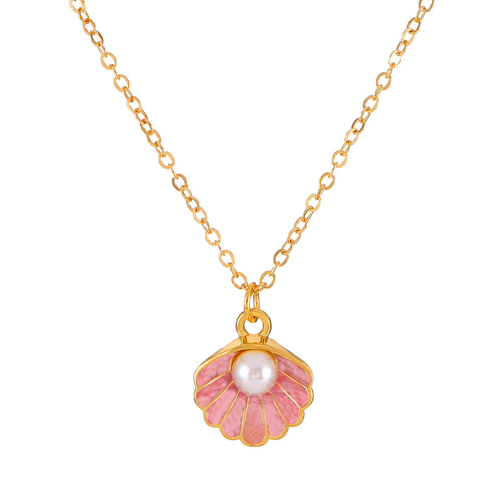 Shell Of Affordable Luxury Fashion Temperament Color Clavicle Chain Jewelry Set