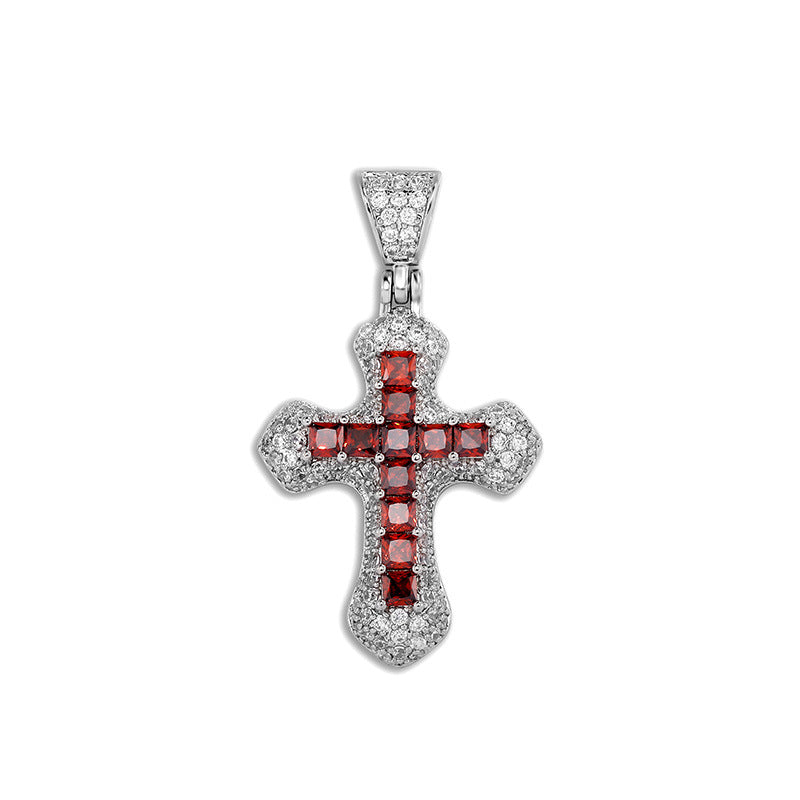 Men's Hip Hop Color Zircon Cross Fashion Sweater Pendant