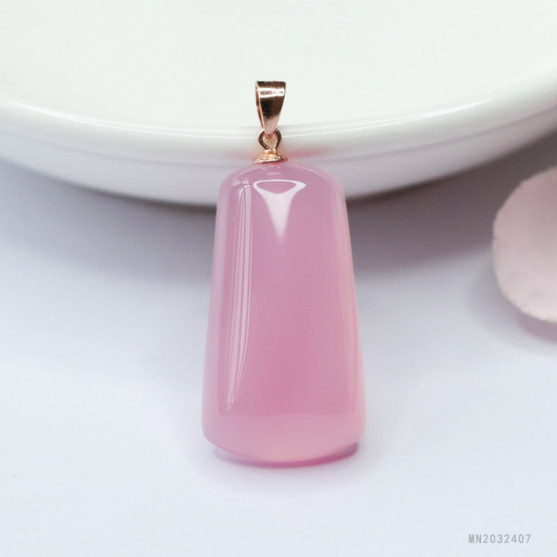 Inlay Natural Rose Chalcedony Lucky Agate Pendant