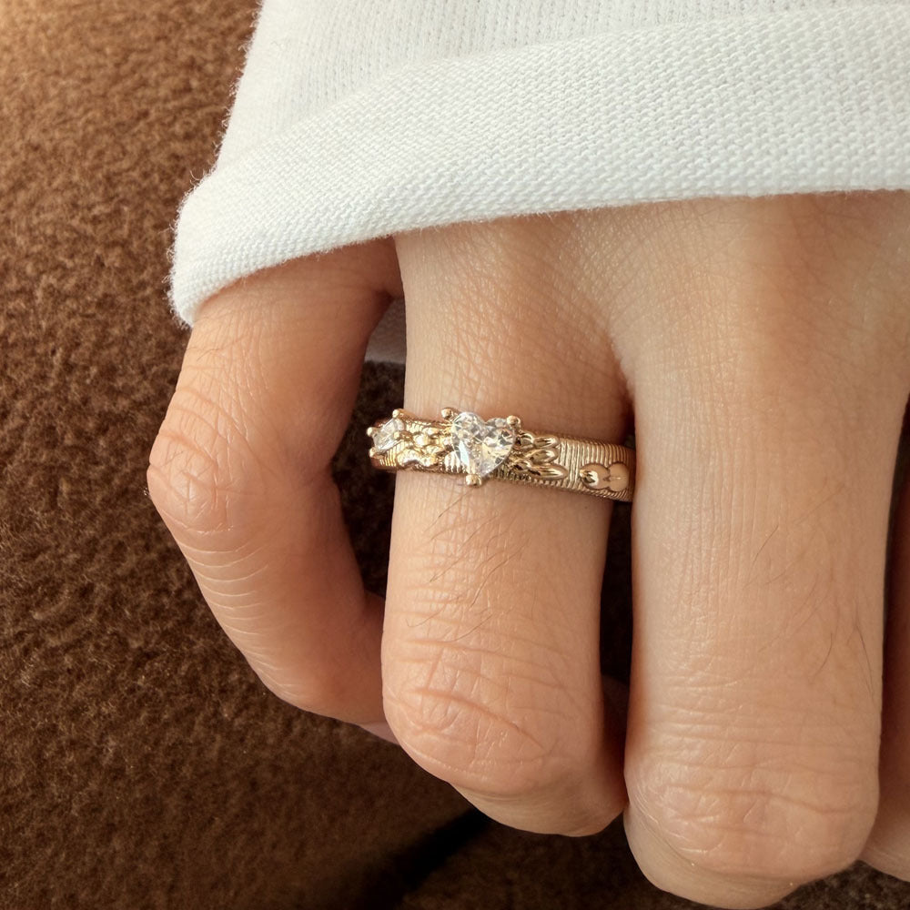 Special Interest Light Luxury Hollow Zircon Index Finger Female French Rings