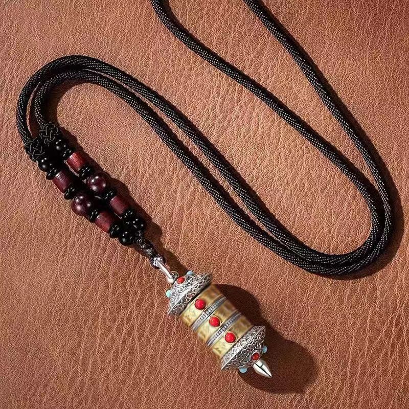 Women's Rotatable Tibetan Lotus Retro Style Advanced Pendant